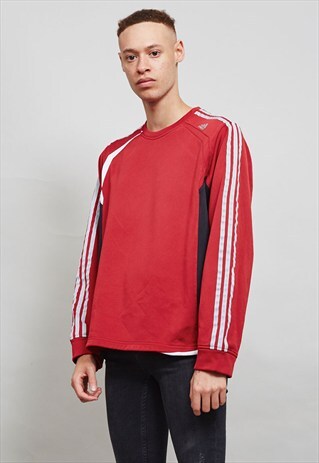 VINTAGE RED AND BLACK ADIDAS SWEATER