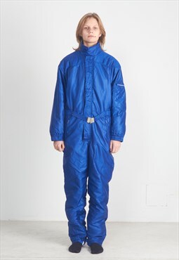 Vintage Blue Ski Suit Snowsuit Coverall All in One