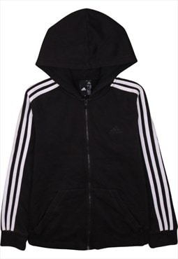 Vintage 90's Adidas Hoodie Striped Sleeves Full Zip Up Black