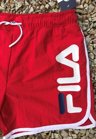 RED SPELLOUT LOGO FILA SPRINTER SWIM SHORTS