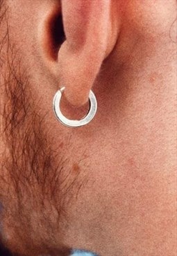 Classic thick solid 9ct yel white gold  hinged hoops 