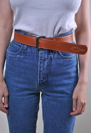 WOMAN 80S BROWN VINTAGE CASUAL HERITAGE BELT FOR JEANS