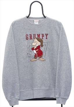 Vintage Disney Grumpy Grey Fleeced Sweatshirt Womens