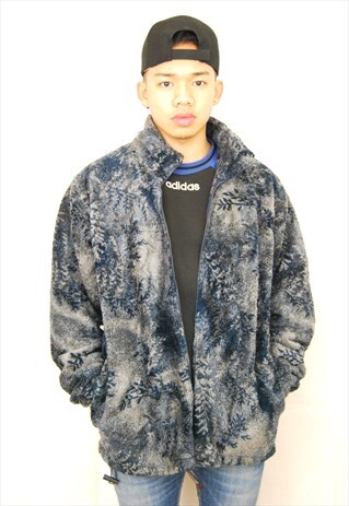 CRAZY PRINT ZIP UP FLEECE TOP (1990'S)