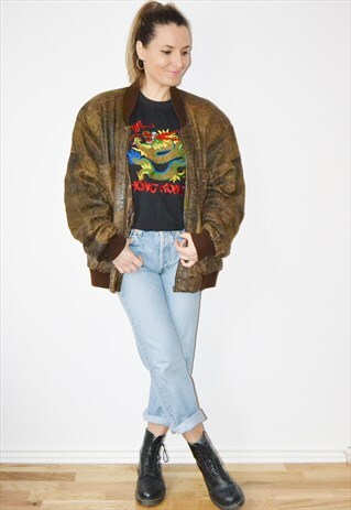 90S VINTAGE GENUINE LEATHER JACKET