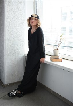 Vintage 60's Black Glitter Thread Maxi Dress