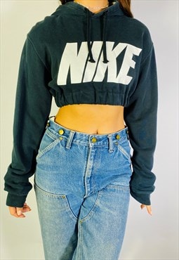 Vintage Size L Nike Black Crop Hoodie