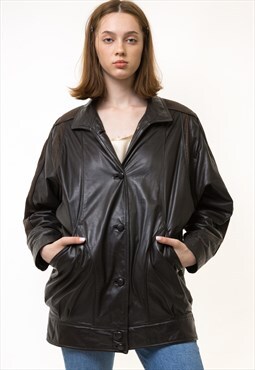 80s Vintage Women Leather Jacket Casual Leather 5535