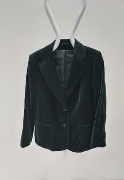 Vintage St Michael Dark Green Velvet Blazer Jacket 