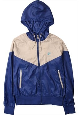 Vintage 90's Nike Windbreaker Hooded Swoosh Blue Large