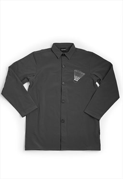 Army Green Badminton Fleece Printed Long Jacket Shirt Coat 