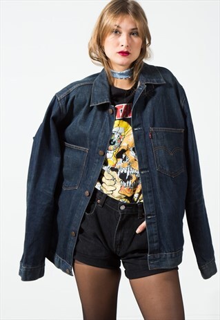 VINTAGE 80S LEVI'S BASIC DENIM JACKET OVERSIZE / S1684