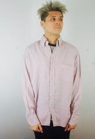 VINTAGE MINIMAL RED CHECK FLANNEL SHIRT