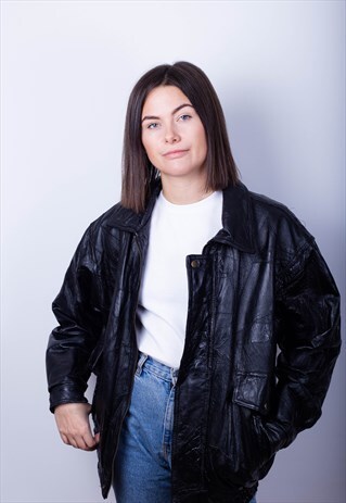 VINTAGE REAL LEATHER QUILT JACKET