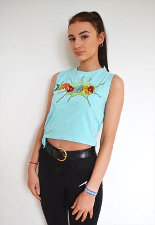 VTG 90'S CHRISTIAN DIOR DIORDRAMA BLUE CROP TOP