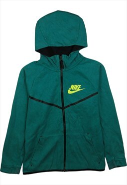 Vintage 90's Nike Hoodie Swoosh Full Zip Up Green Large