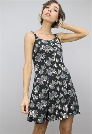 VINTAGE 90S FLORAL PATTERNED SUMMER MINI SLIP DRESS