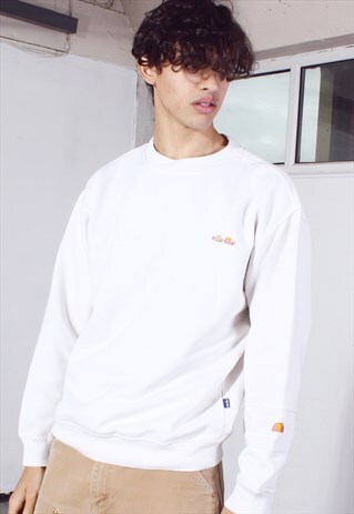 VINTAGE ELLESSE WHITE EMBROIDERED SWEATSHIRT