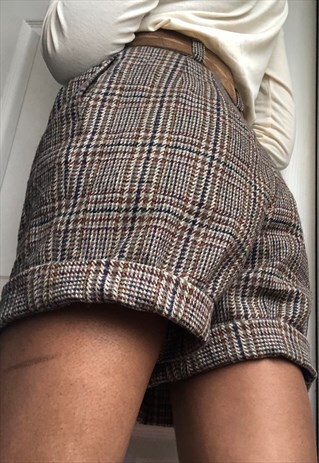 90S VINTAGE SCHOOLBOY STYLE CHECKERED SHORTS