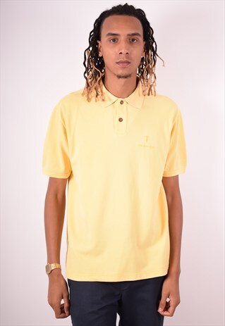 TRUSSARDI MENS VINTAGE POLO SHIRT XL YELLOW 90S