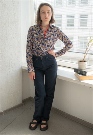 VINTAGE 80'S BLUE SOFT STRAIGHT TROUSERS