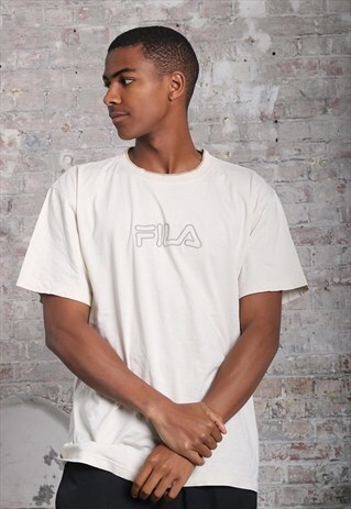 VINTAGE FILA BIG LOGO SPELLOUT T-SHIRT WHITE