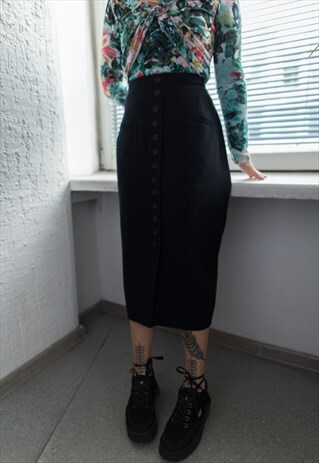 VINTAGE 80'S NAVY/BLACK HIGH WAISTED SKIRT