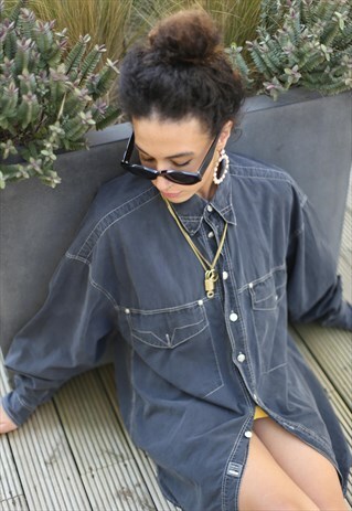 VINTAGE VERSACE WESTERN CONTRAST STICH UNISEX SHIRT CHARCOAL