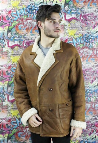 VINTAGE AVIATOR/FLYING JACKET. SHEARLING SHEEP SKIN. UNISEX.