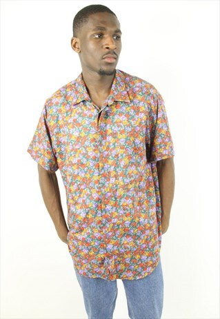 VINTAGE ABSTRACT 90'S PATTERNED FLORAL SHIRT