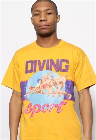 VINTAGE MISSONI DIVING SPORT LOGO T-SHIRT YELLOW