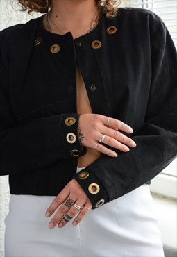 Vintage 80's Black Soft Suede Jacket