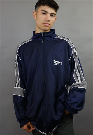 NAVY BLUE REEBOK JACKET WITH TAPED SLEEVES