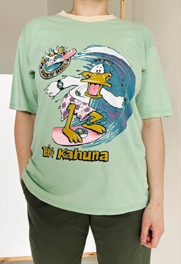 Vintage 90s Grunge Big Kahuna Duck T-Shirt in Green M