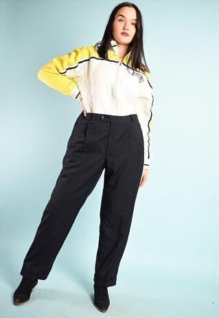 90'S RETRO YVES SAINT LAURENT TAPERED TROUSERS IN BLACK