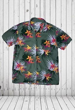 green hawaiian medium billabong floral shirt 