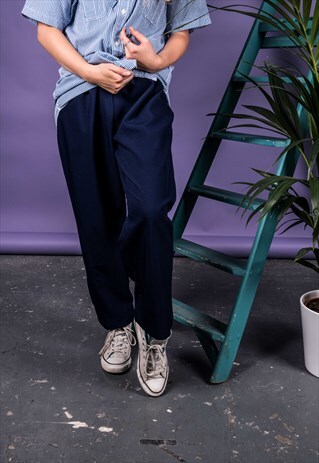 VINTAGE 1990S HIGH-WAISTED TROUSERS IN BLUE