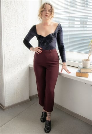 BURBERRY Vintage 80's Purple Wool High Waisted Trousers