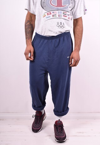 CHAMPION MENS VINTAGE TRACKSUIT TROUSERS W38 L30 BLUE 90'S