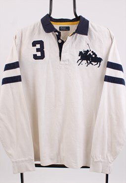 Vintage Men's Polo Ralph Lauren White Rugby Polo Shirt