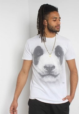 Vintage Panda Face Graphic T-Shirt White