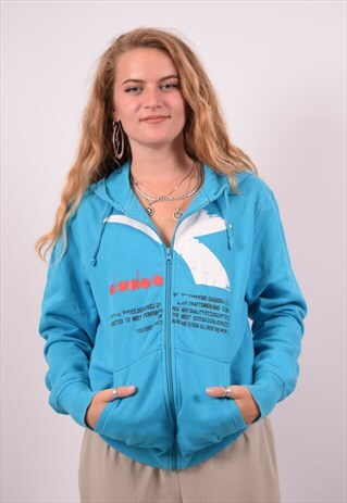 VINTAGE DIADORA HOODIE SWEATER BLUE