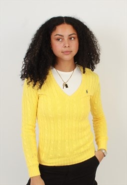 Women's Vintage Ralph Lauren Sport Cable Knit V Neck Sweater