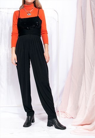 all black sequin jumpsuit