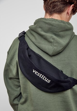 VESTITUS CROSS-BODY EMBROIDERED BUMBAG BLACK
