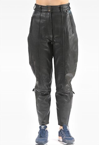 LEATHER BIKER PANTS JODHPURS MOTO TAPERED