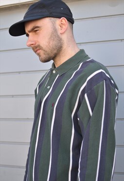 Vintage Y2K Polo Ralph Lauren striped polo neck L/S tshirt