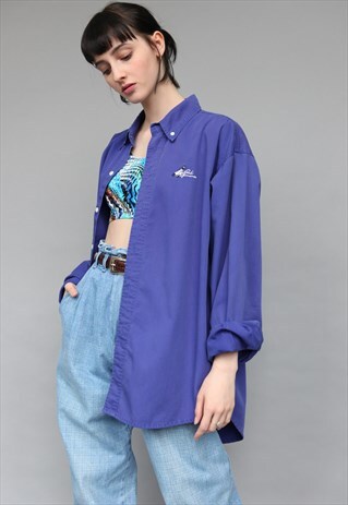VINTAGE 90S PEEK PERFORMANCE OVERSIZE UNISEX SHIRT NAVY BLUE