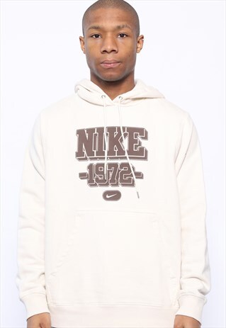 VINTAGE NIKE BIG LOGO SPELLOUT HOODIE BEIGE