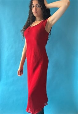 Vintage 1990s Hobbs Size M Classic Evening Dress in Red.